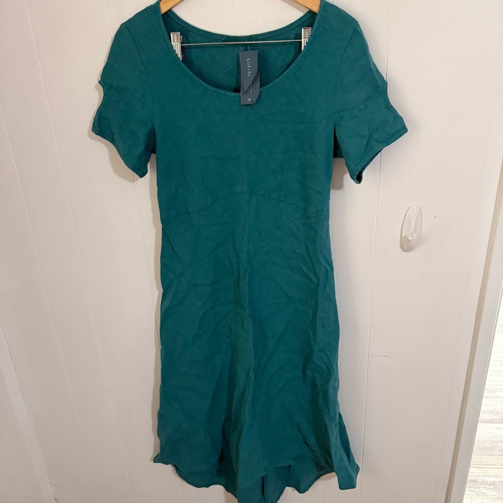 Cut Loose Teal Linen Midi Dress